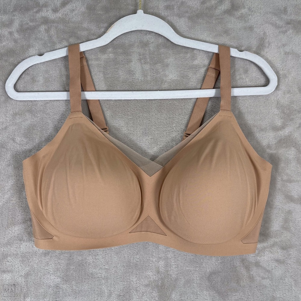 Honeylove Women's Bra Mesh Neutral Wireless Comfort Crossover 36D DD E Tan